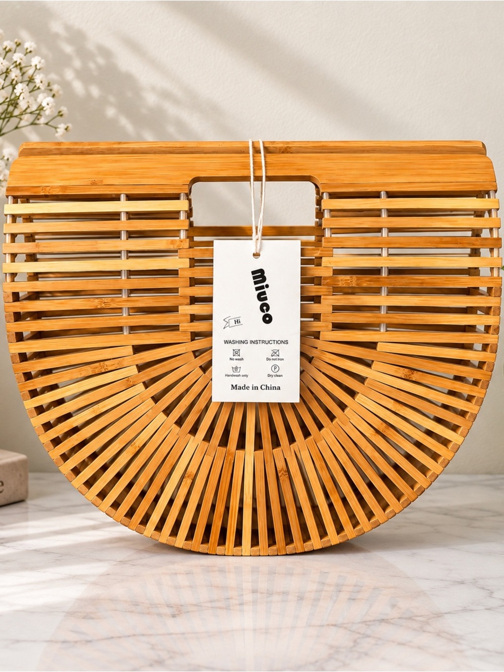 NWT MIUCO Bamboo Ark Half Moon Handbag Boho Purse